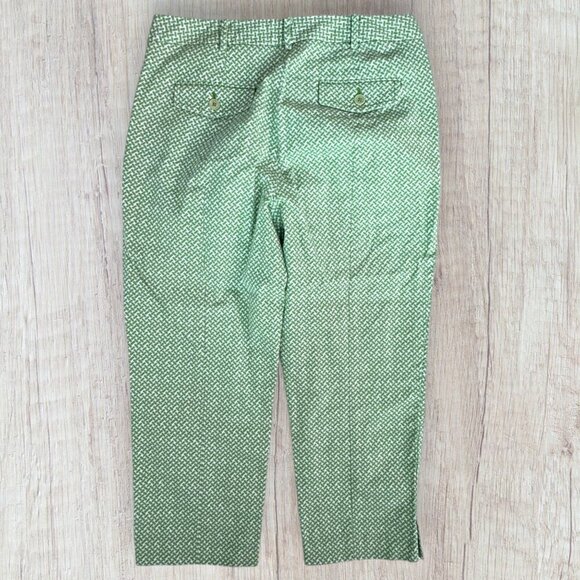 TALBOTS Heritage Green & White Print Cropped Ankle Preppy Pants Women's 6 - Picture 7 of 8